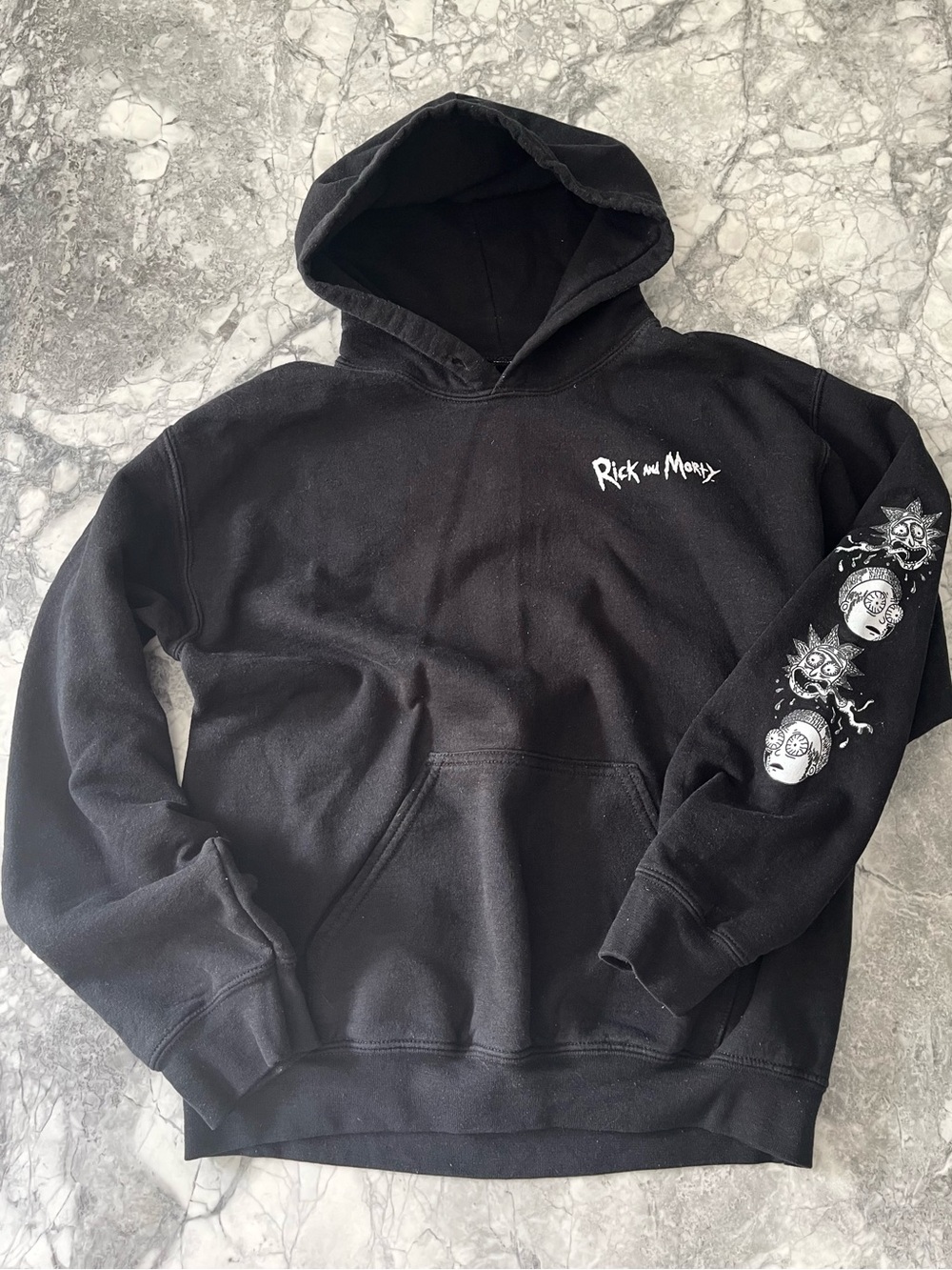 Rick and Morty Black Graphic Hooded Sweatshirt S